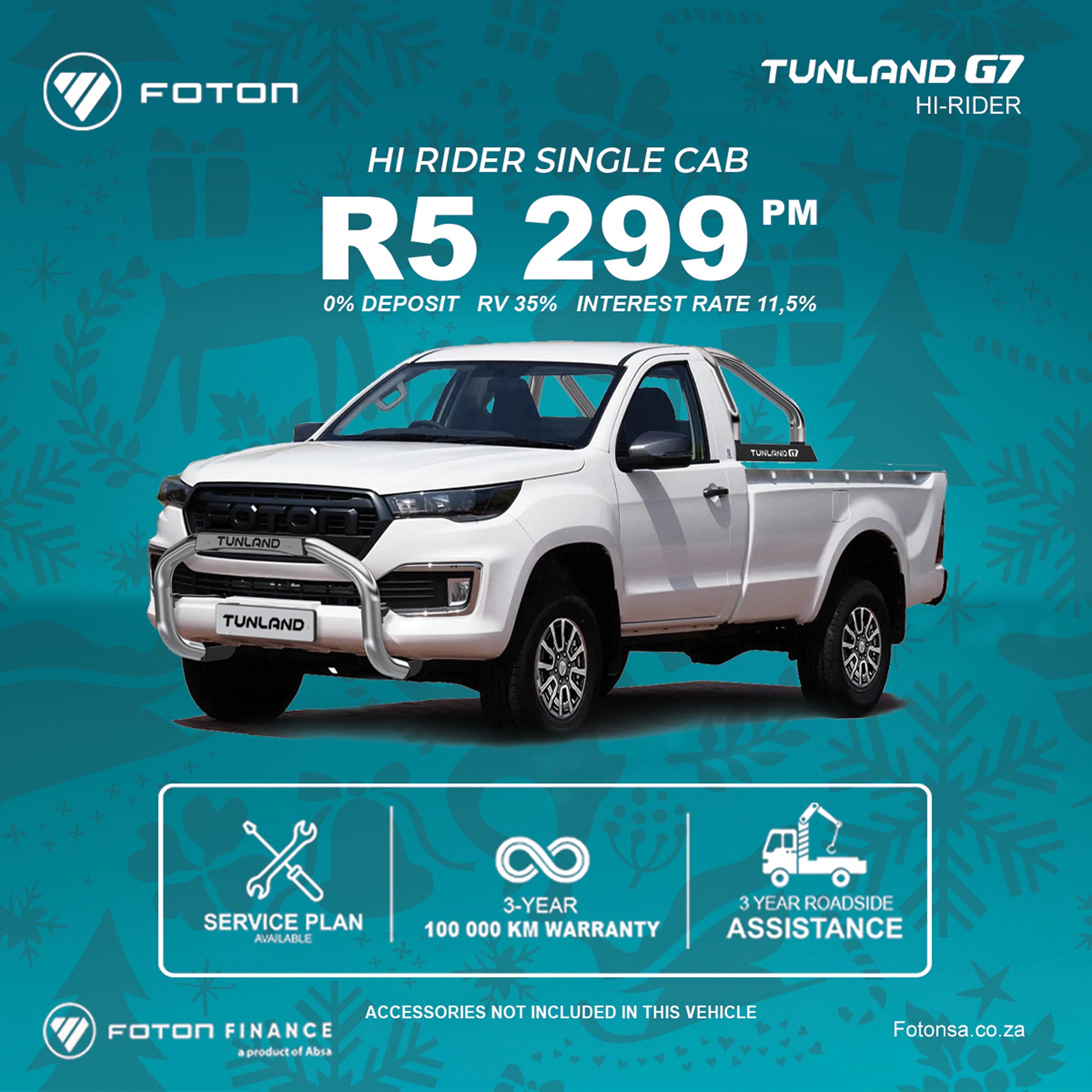 Foton Tunland G7 Hi-Rider Single Cab finance offer
